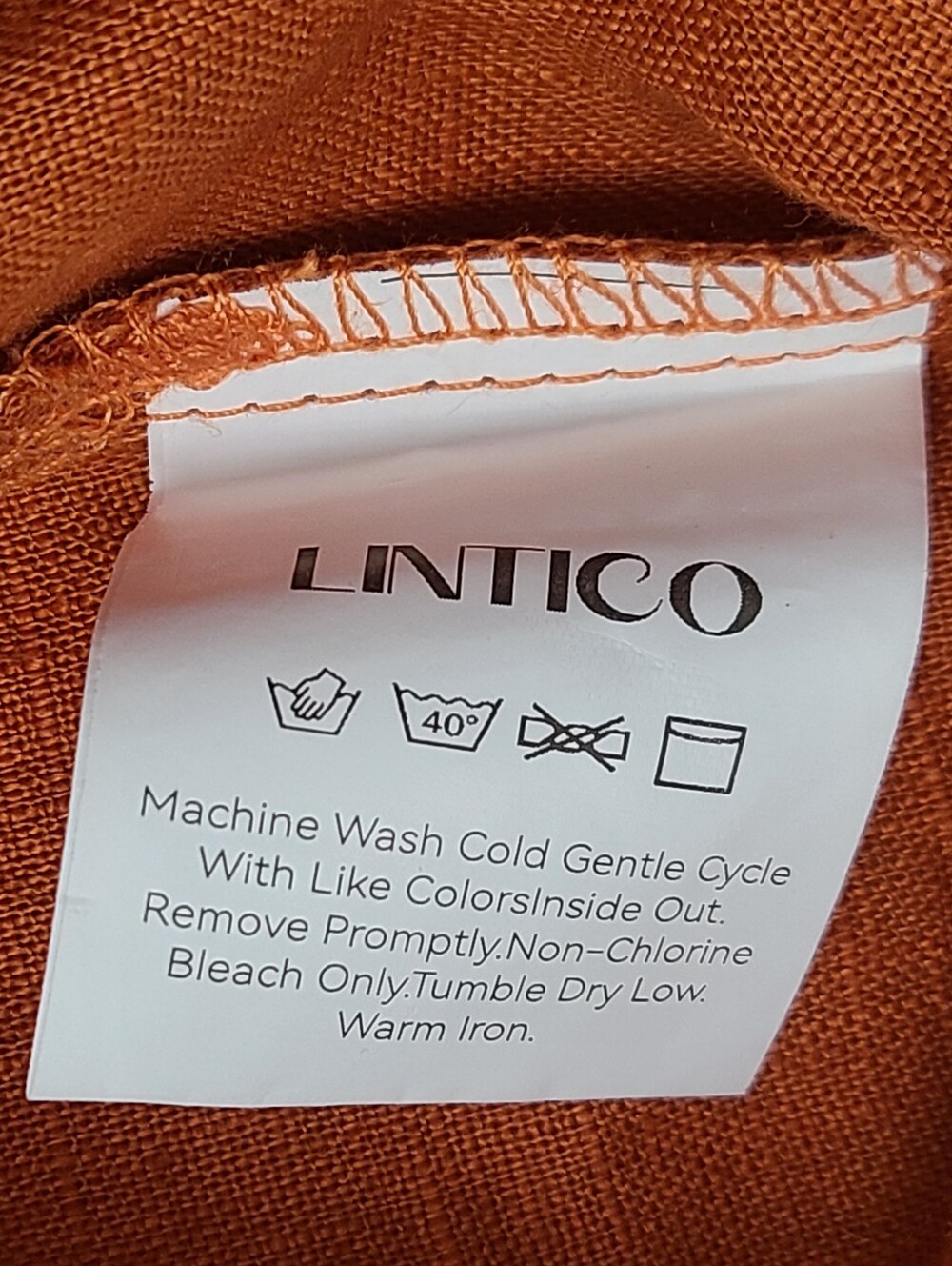Lintico 100% Linen V Neck Short Sleeve Shirt Size M Sierra Burnt Orange - Picture 9 of 13
